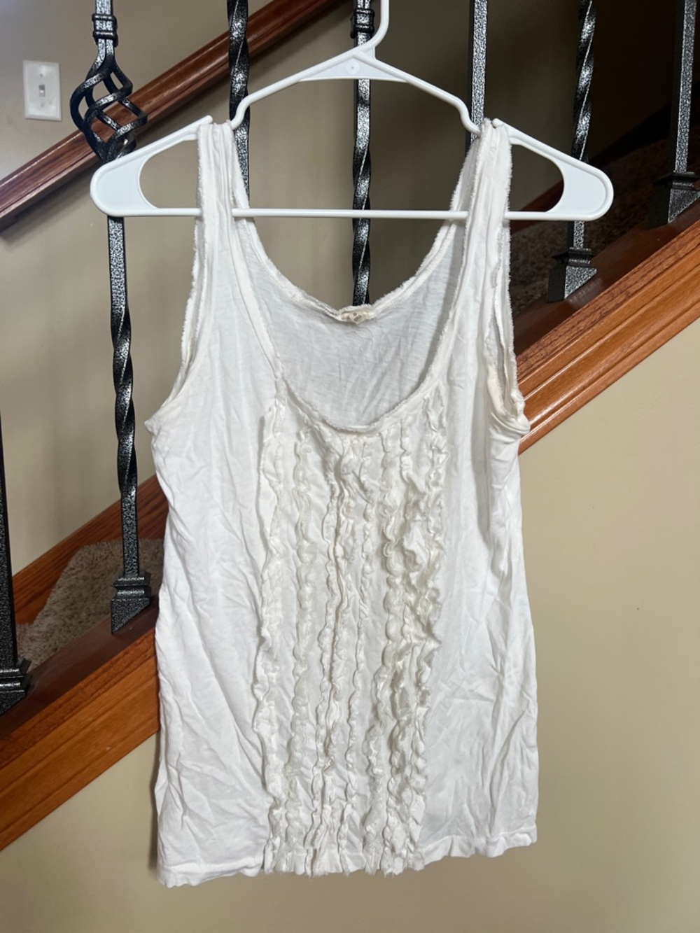 J. Crew Cream Ruffle-Front Tank